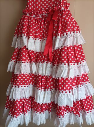 Traje gitana niña rojo lunares