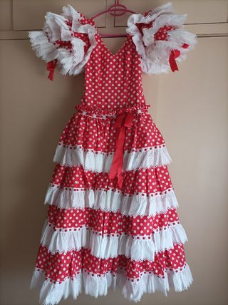 Traje gitana niña rojo lunares