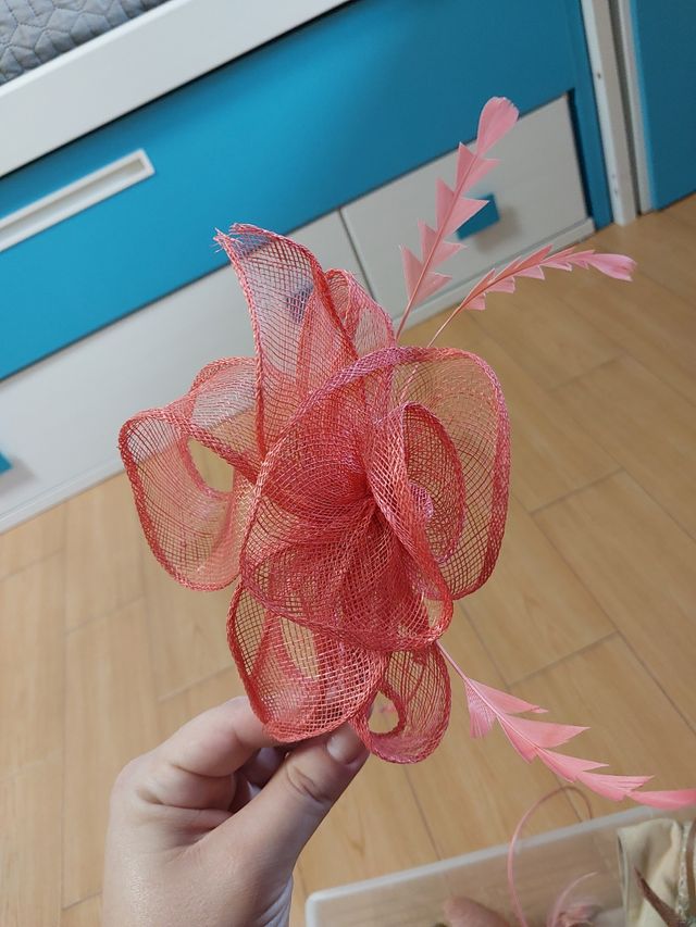 Tocado Naranja y Rosa - Boda