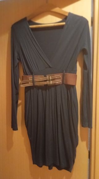 Vestido azul marino manga larga - Talla S