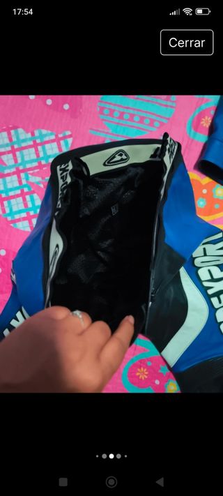 Traje moto cuero Prexport azul