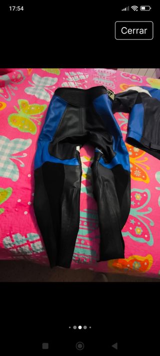 Traje moto cuero Prexport azul