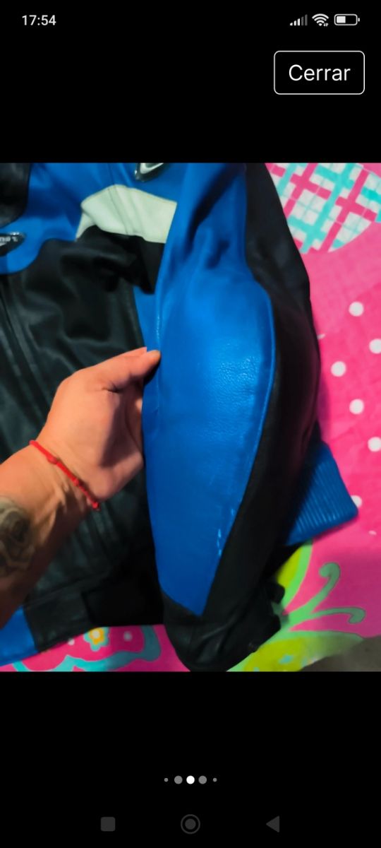 Traje moto cuero Prexport azul