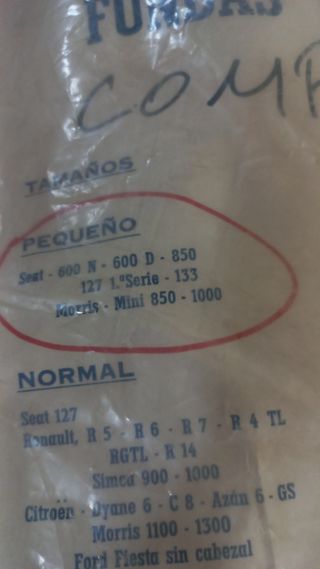 Fundas para asientos sest 127 600, 133 850 mini 