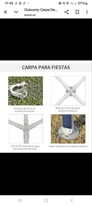 Carpa Outsunny verde - 2,93x2,93 m