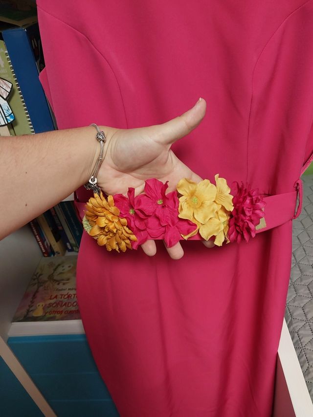 Vestido rosa flores - Talla M/L