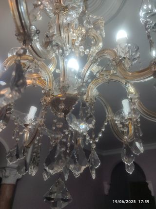 Lampara Cristal Bohemia Dorada