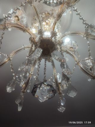 Lampara Cristal Bohemia Dorada