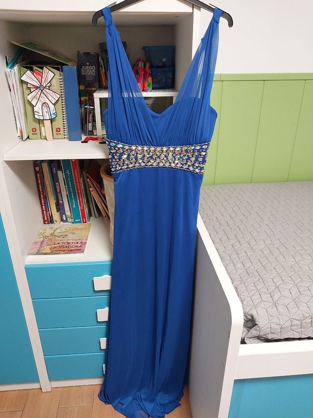 Vestido largo azul fiesta