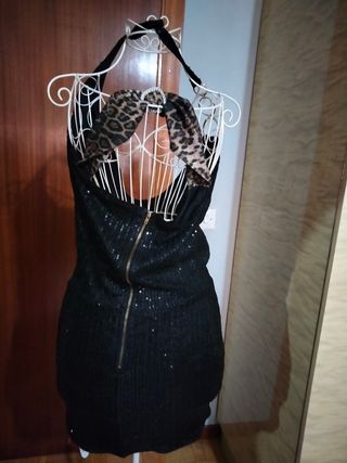 Vestido negro lentejuelas fiesta ( talla S grande)