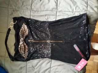 Vestido negro lentejuelas fiesta ( talla S grande)