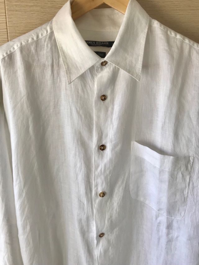 Camicia lino James Dillon XL bianca