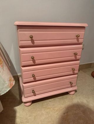 Mesita noche rosa - madera