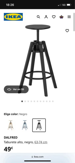 1 Taburete negro regulable