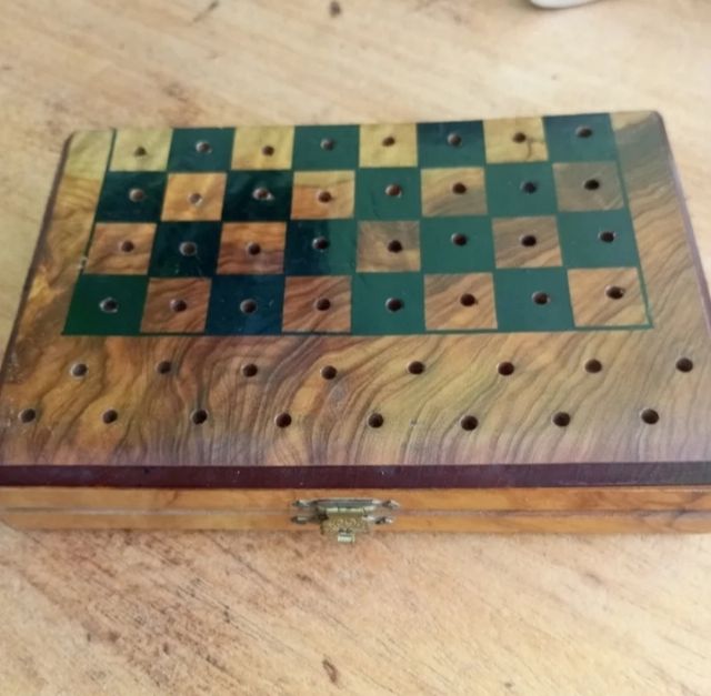 Scacchi viaggio legno antico