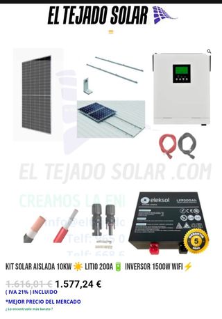 Kit Solar Aislad inversor 1500w batería litio 200a