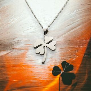 Colgante trébol acero - Cadena unisex