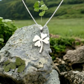 Colgante trébol acero - Cadena unisex