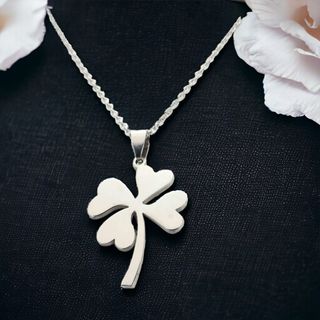Colgante trébol acero - Cadena unisex