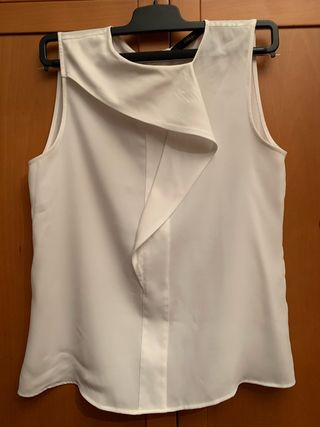 Blusa Zara blanca sin mangas T-S