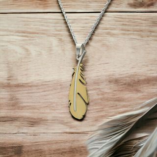 Colgante pluma acero | Cadena plata