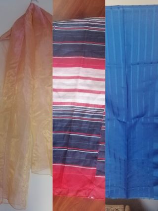 2 Pañuelos y un chal - Rojo, Anaranjado, Azul