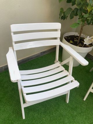 4 Sillas plegables jardín - Madera blanca