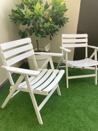 4 Sillas plegables jardín - Madera blanca