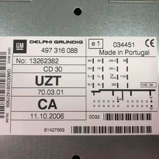 Radio Coche Opel CD30 Plata