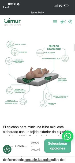 colchon para mini cuna 50x80 marca lemur baby