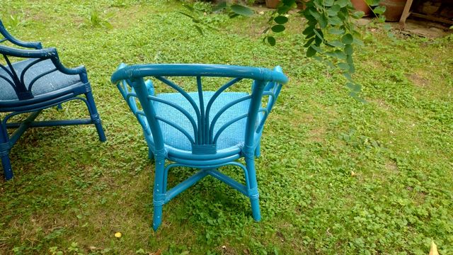 Sillones ratán azul - 2 unid.