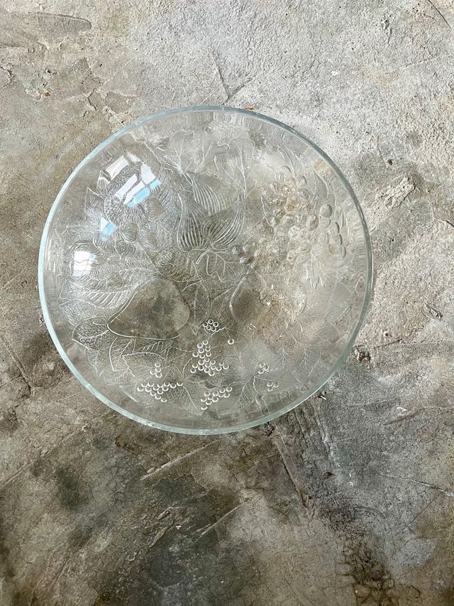 Fruttero vintage in vetro inciso