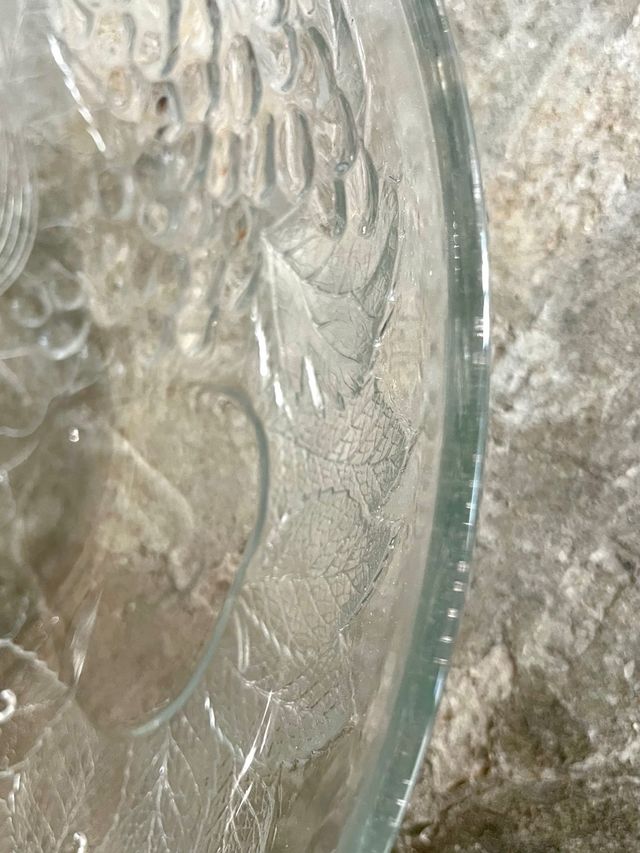 Fruttero vintage in vetro inciso