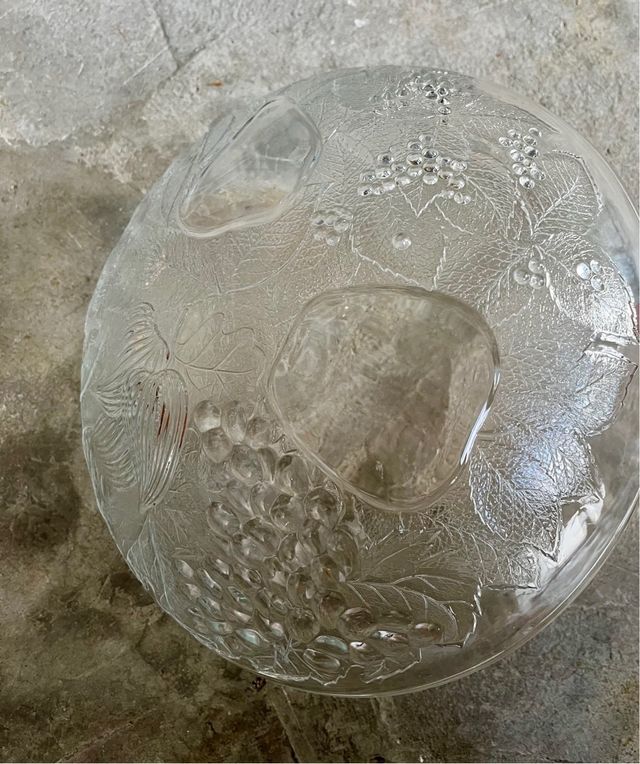 Fruttero vintage in vetro inciso