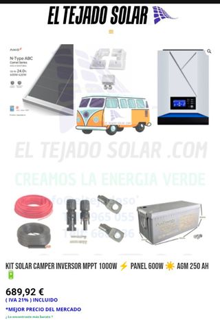 Kit Solar Camper 1000w panel 600w batería 250ah
