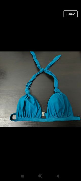 Top bikini triángulo turquesa