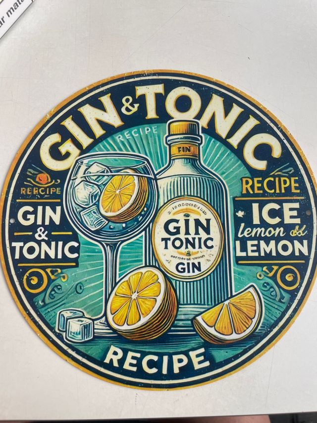 Placa metálica Gin Tonic vintage