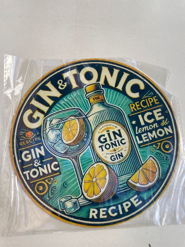 Placa metálica Gin Tonic vintage