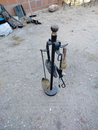 Juego herramientas chimenea antiguo