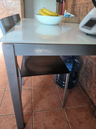 Mesa cocina cristal-metal moderna