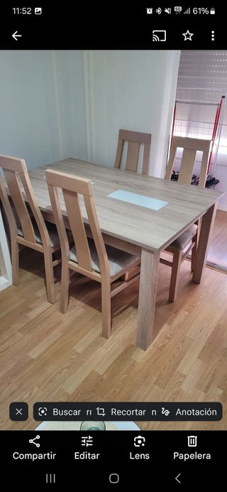 Tavolo da pranzo e 4 sedie, allungabili