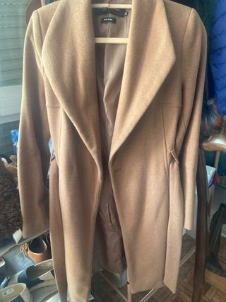 Abrigo lana beige largo talla S