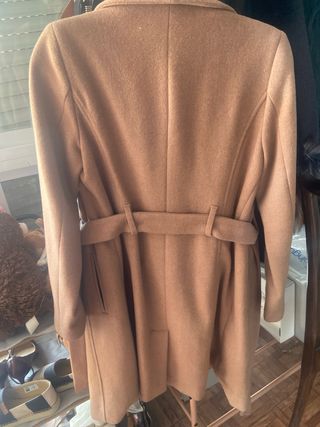 Abrigo lana beige largo talla S