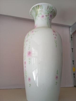 Jarrón porcelana flores rosa
