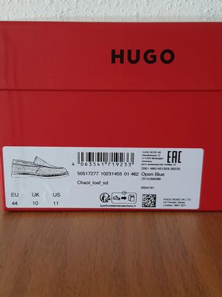 HUGO Suede Leather Moccasin, Size 44, NEW with Box
