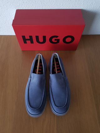 HUGO Suede Leather Moccasin, Size 44, NEW with Box