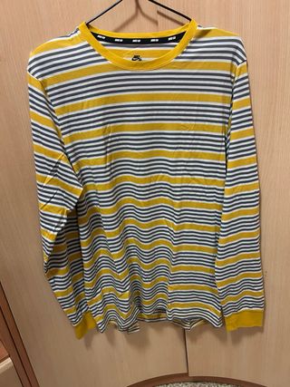 Camiseta vintage Nike SB rayas amarilla gris