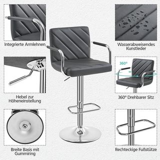 Taburetes negros metal cuero sintético