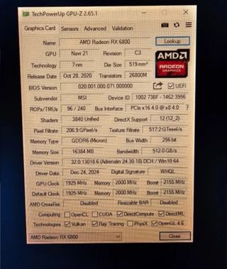 MSI Gaming trio X Radeon RX 6800 16GB