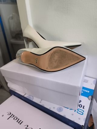 Tacones aguja blancos roto -talla 38